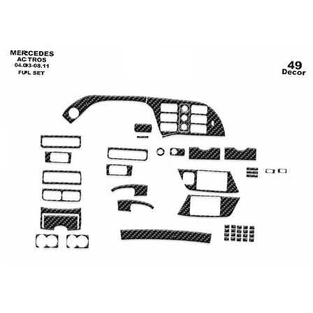 Meriç® Mercedes Actros Ön Torpido Kaplama 49 Parça 2003-2016