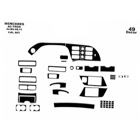 Meriç® Mercedes Actros Ön Torpido Kaplama 49 Parça 2003-2016