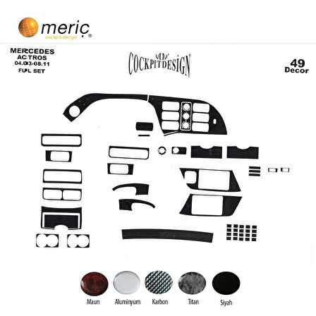 Meriç® Mercedes Actros Ön Torpido Kaplama 49 Parça 2003-2016