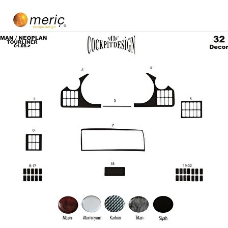 Meriç® Man Tourliner Ön Torpido Kaplama 32 Parça 2008-›