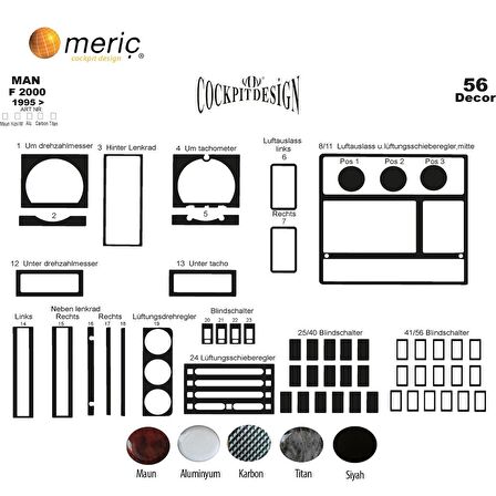 Meriç® Man F 2000 Ön Torpido Kaplama 56 Parça 1995-1999