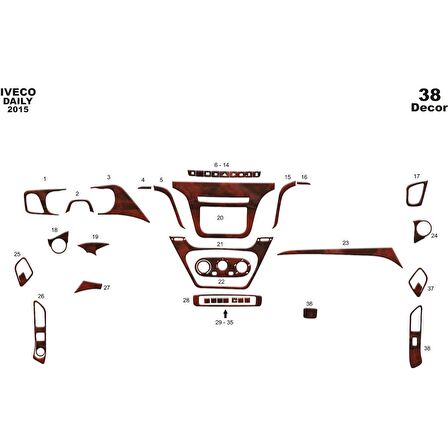 Meriç® Iveco Daily Ön Torpido Kaplama 38 Parça 2014-2019