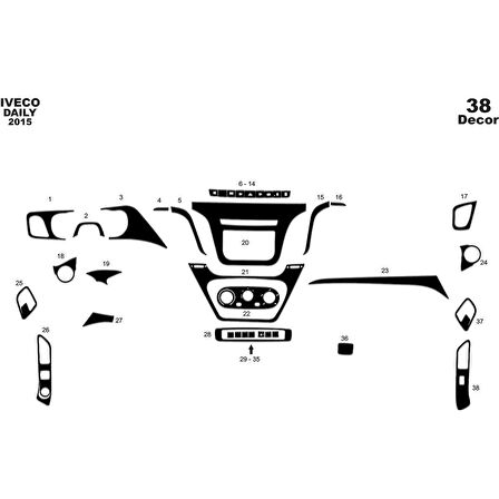Meriç® Iveco Daily Ön Torpido Kaplama 38 Parça 2014-2019