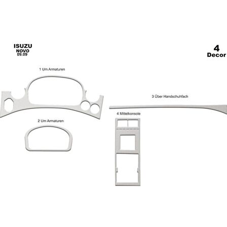 Meriç® Isuzu Novo Ön Torpido Kaplama 4 Parça 2009-2011