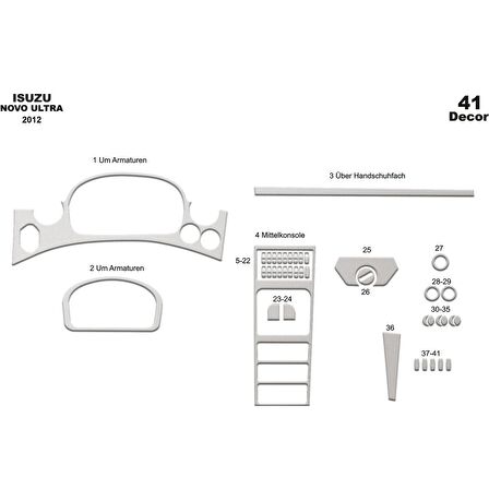 Meriç® Isuzu Novo Lüx Ön Torpido Kaplama 41 Parça 2012-›