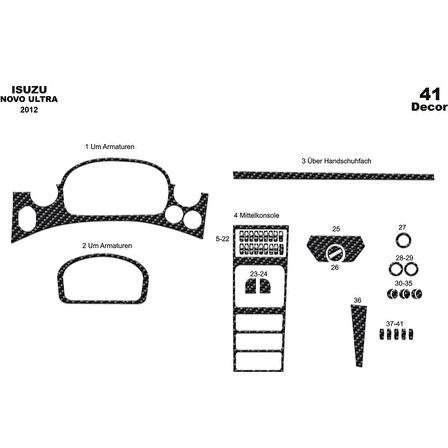 Meriç® Isuzu Novo Lüx Ön Torpido Kaplama 41 Parça 2012-›