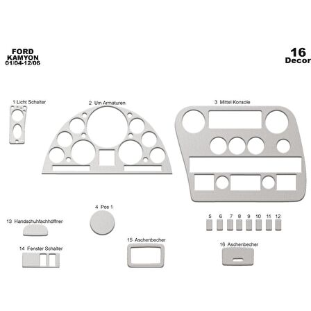 Meriç® Ford Cargo Ön Torpido Kaplama 16 Parça 2004-2006