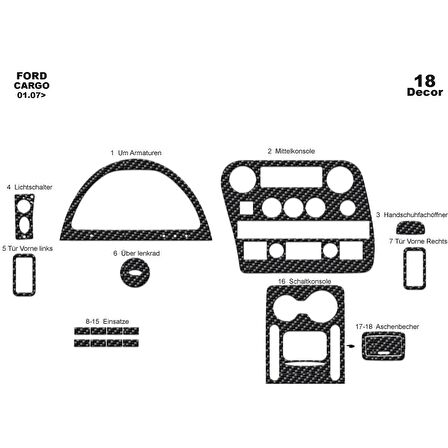 Meriç® Ford Cargo 1838T Ön Torpido Kaplama 18 Parça 2007-2015