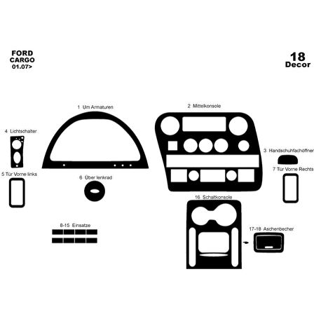 Meriç® Ford Cargo 1838T Ön Torpido Kaplama 18 Parça 2007-2015