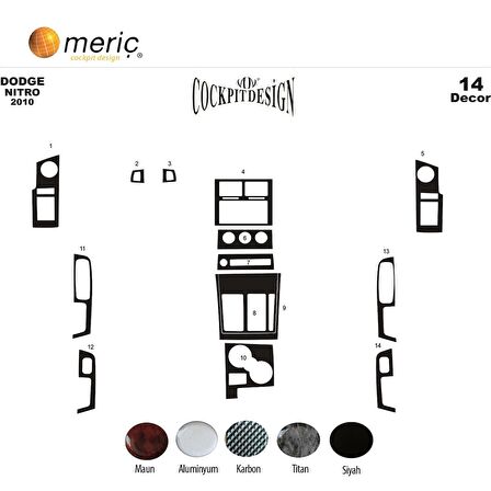 Meriç® Dodge Nitro Ön Torpido Kaplama 14 Parça 2010-›