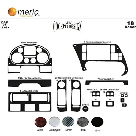 Meriç® Daf Xf Ön Torpido Kaplama 18 Parça 2002-2005