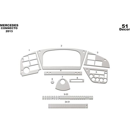 Meriç® Mercedes Connecto Ön Torpido Kaplama 51 Parça 2012-›