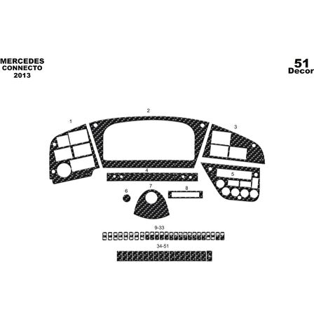 Meriç® Mercedes Connecto Ön Torpido Kaplama 51 Parça 2012-›