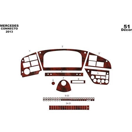 Meriç® Mercedes Connecto Ön Torpido Kaplama 51 Parça 2012-›