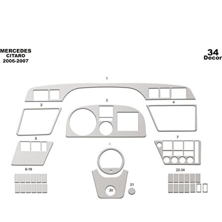 Meriç® Mercedes Citaro Ön Torpido Kaplama 34 Parça 2006-2007