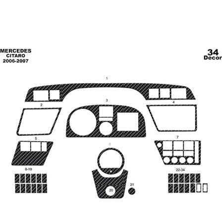 Meriç® Mercedes Citaro Ön Torpido Kaplama 34 Parça 2006-2007