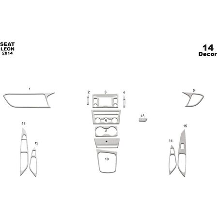 Meriç® Seat Leon Ön Torpido Kaplama 14 Parça 2014-›