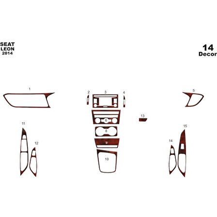 Meriç® Seat Leon Ön Torpido Kaplama 14 Parça 2014-›