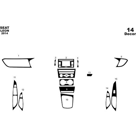 Meriç® Seat Leon Ön Torpido Kaplama 14 Parça 2014-›