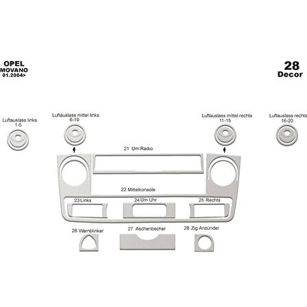 Meriç® Renault Master/Movano/Interstar Ön Torpido Kaplama 28 Parça 2004-2009