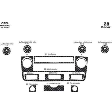 Meriç® Renault Master/Movano/Interstar Ön Torpido Kaplama 28 Parça 2004-2009