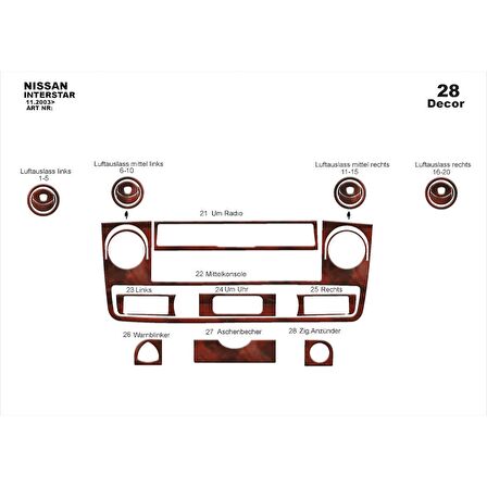 Meriç® Nissan Interstar Ön Torpido Kaplama 28 Parça 2003-2009