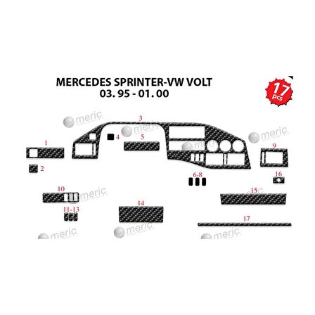 Meriç® Volkswagen Volt Crafter Ön Torpido Kaplama 17 Parça 1995-2006