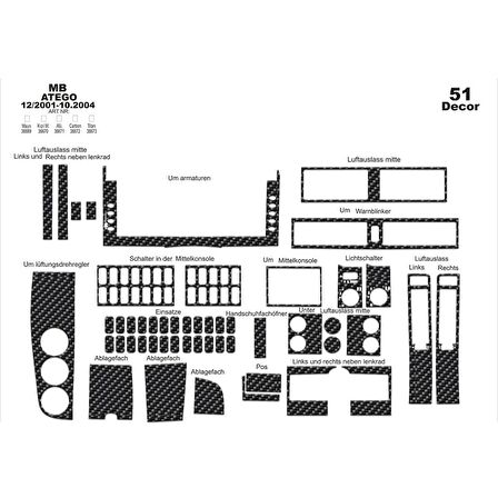 Meriç® Mercedes Atego Ön Torpido Kaplama 51 Parça 2001-2004