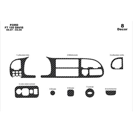 Meriç® Ford Transit Ön Torpido Kaplama 8 Parça 1997-2000