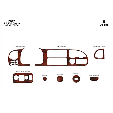 Meriç® Ford Transit Ön Torpido Kaplama 8 Parça 1997-2000