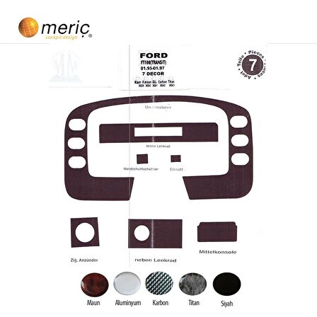 Meriç® Ford Transit Ön Torpido Kaplama 7 Parça 1995-1997