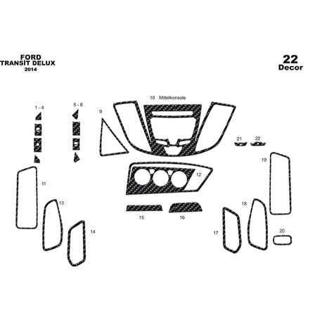 Meriç® Ford Transit Delux Ön Torpido Kaplama 22 Parça 2014-2019