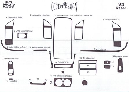 Meriç® Fiat Ducato/Jumper/Boxer Ön Torpido Kaplama 23 Parça 2006-2014