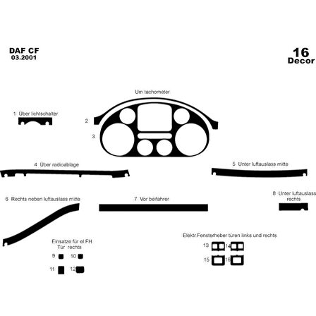 Meriç® Daf Cf Ön Torpido Kaplama 16 Parça 2001-2010