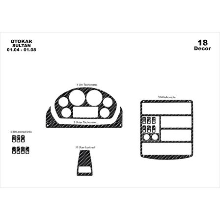 Meriç® Otokar Sultan Ön Torpido Kaplama 18 Parça 2004-2010