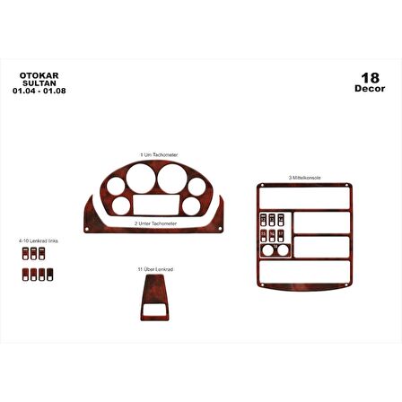 Meriç® Otokar Sultan Ön Torpido Kaplama 18 Parça 2004-2010
