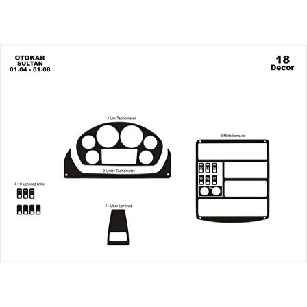 Meriç® Otokar Sultan Ön Torpido Kaplama 18 Parça 2004-2010