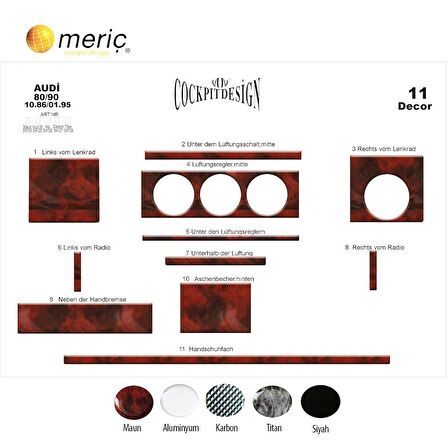 Meriç® Audi 80-90 Ön Torpido Kaplama 11 Parça 1986-1995