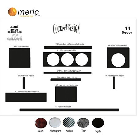 Meriç® Audi 80-90 Ön Torpido Kaplama 11 Parça 1986-1995