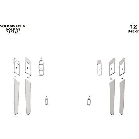 Meriç® Volkswagen Golf 6 Kapı Kaplama 12 Parça 2008-2016