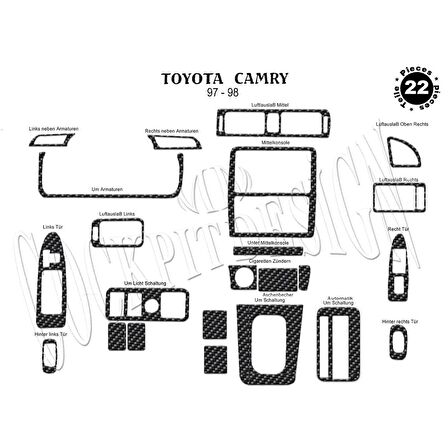 Meriç® Toyota Camry Ön Torpido Kaplama 22 Parça 1997-1999
