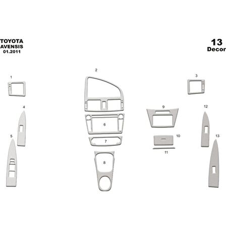 Meriç® Toyota Avensis Ön Torpido Kaplama 13 Parça 2011-2015