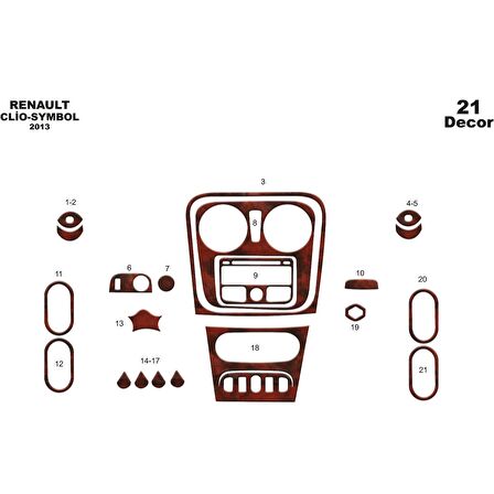 Meriç® Renault Clio Symbol Ön Torpido Kaplama 21 Parça 2012-2019