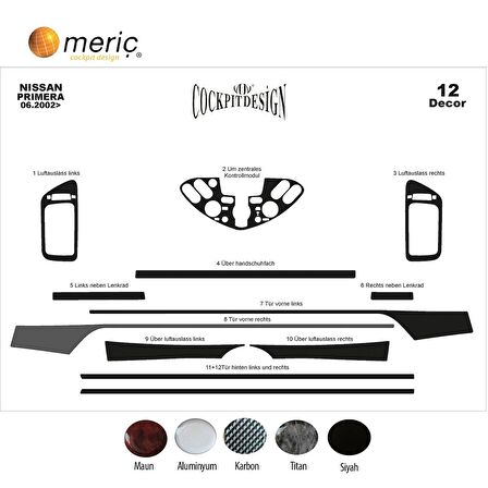 Meriç® Nissan Primera Ön Torpido Kaplama 12 Parça 2002-2006