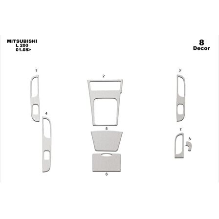 Meriç® Mitsubishi L200 Ön Torpido Kaplama 8 Parça 2009-2014