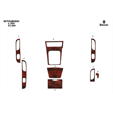 Meriç® Mitsubishi L200 Ön Torpido Kaplama 8 Parça 2009-2014