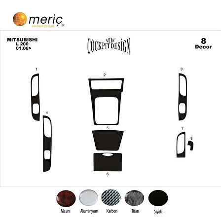 Meriç® Mitsubishi L200 Ön Torpido Kaplama 8 Parça 2009-2014