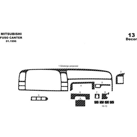 Meriç® Mitsubishi Fuso Canter Ön Torpido Kaplama 13 Parça 1996-2004