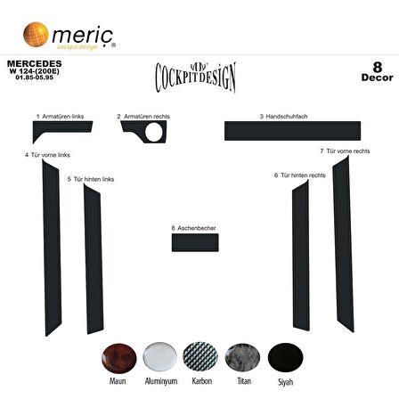 Meriç® Mercedes 124 E200 Ön Torpido Kaplama 8 Parça 1985-1996