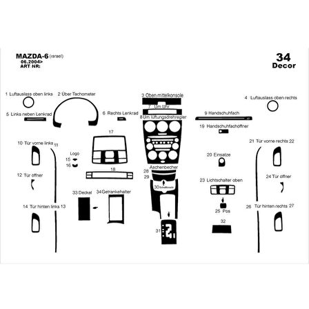Meriç® Mazda 6 Ön Torpido Kaplama 34 Parça 2004-2007